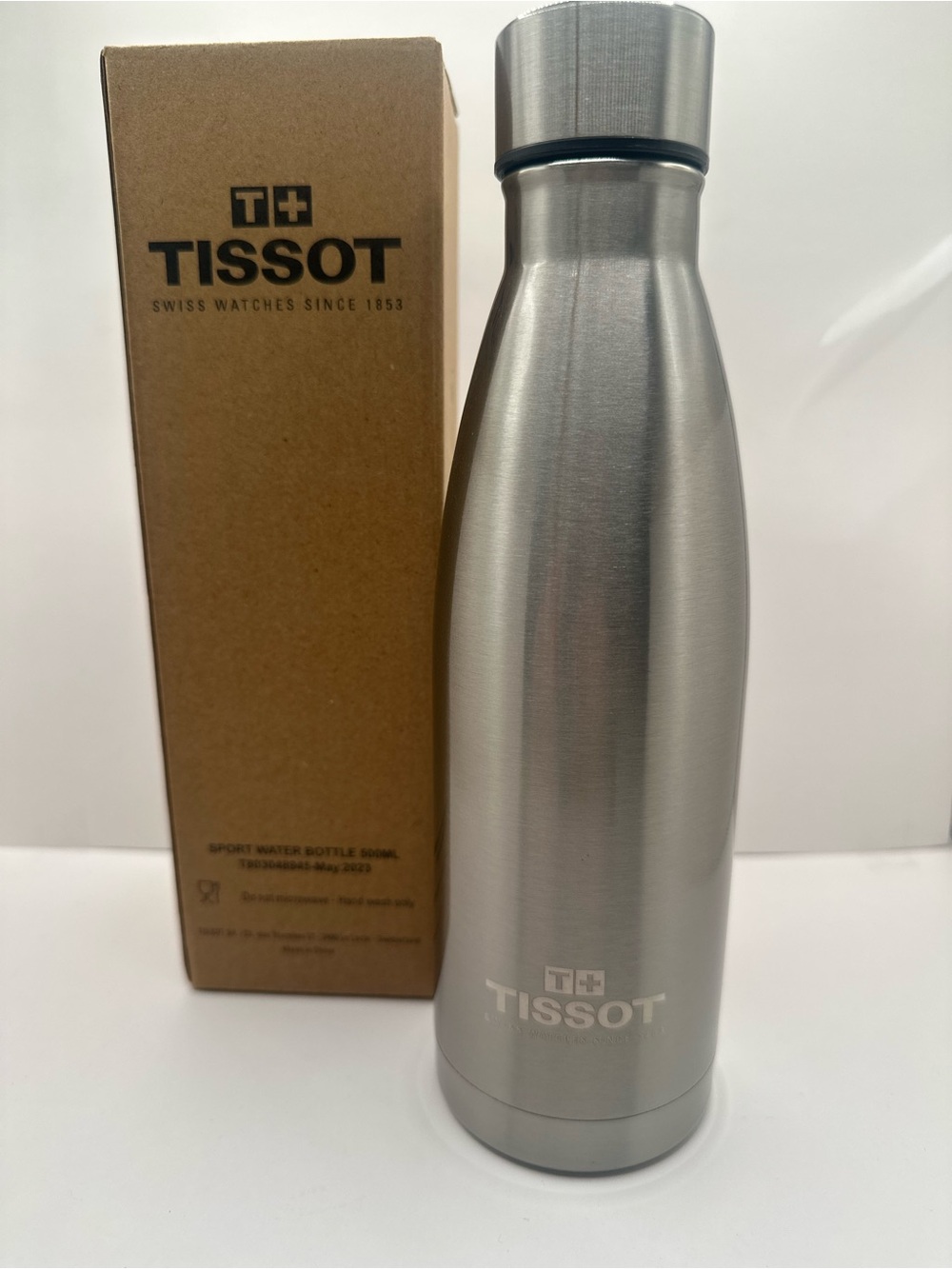 Tissot Silver Stainless Steel Insulated Bottle with Logo